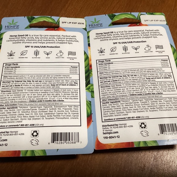 Hempz Lip Balm Triple Moisture Fresh Citrus SPF 15  New/Sealed - Picture 5 of 10